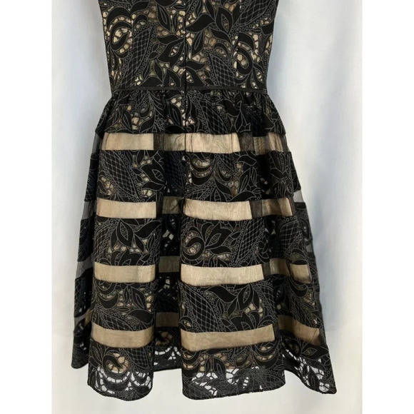 Aidan Mattox Black Beige A-Line Cocktail Dress $458 - Picture 9 of 13